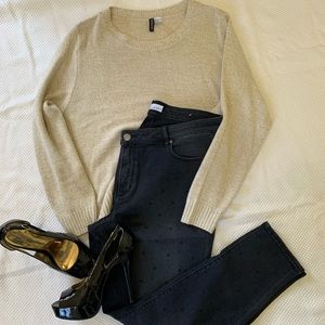 Loft Black Polka Dot Skinny Jeans